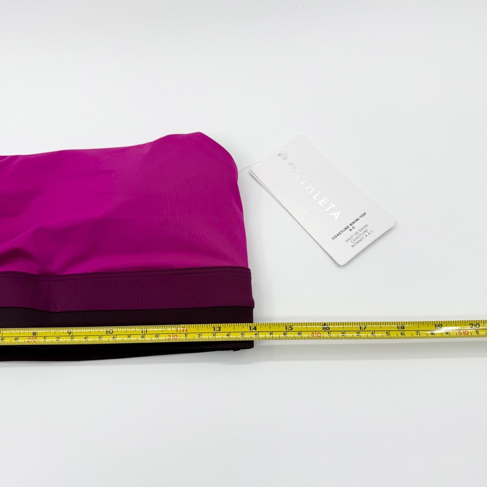 Athleta Coastline Bikini Top Magenta Colorblock Longline Swimwear M A-C 988607 - Picture 7 of 8